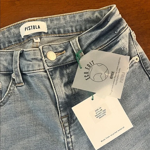 NWT Pistola Audrey Mid-Rise Skinny Light Blue Distressed Jeans - Picture 3 of 4